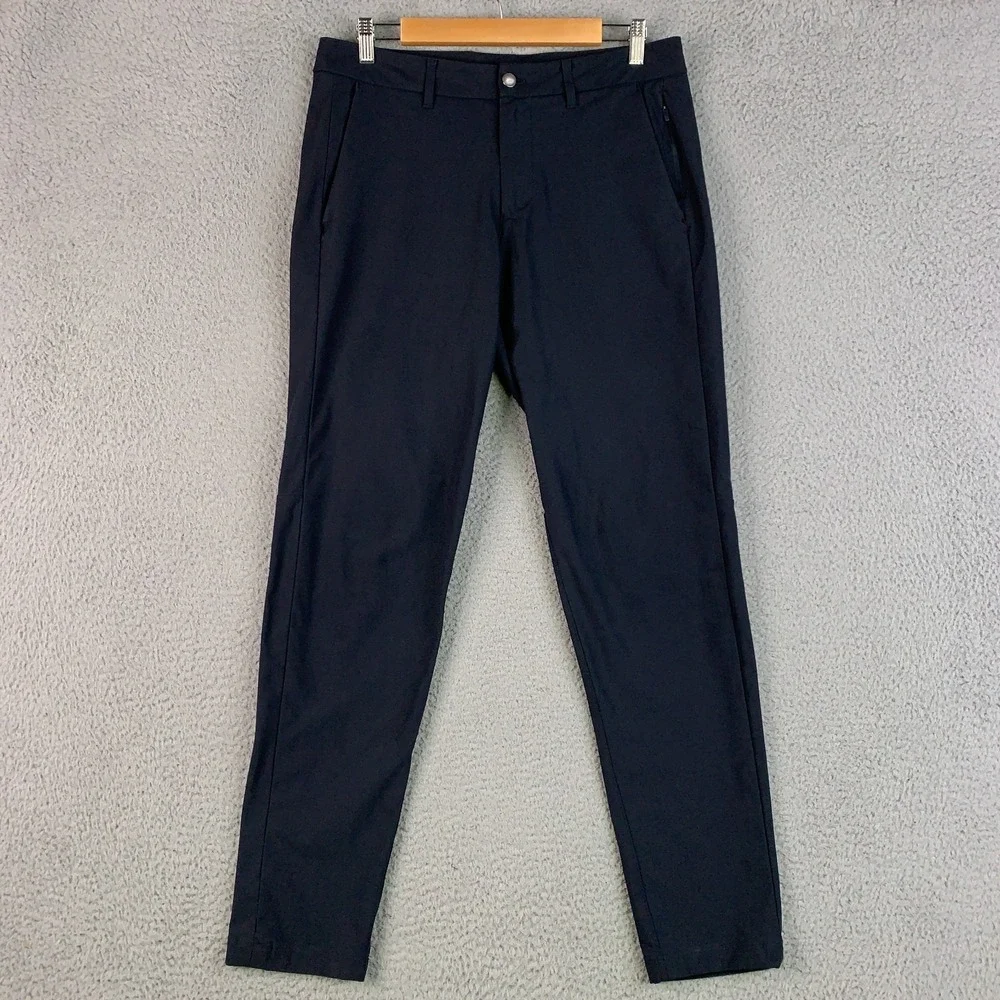 Lululemon Commission Pant Mens 31 x 31 Black Warpstreme Slim Tapered Fit Preppy